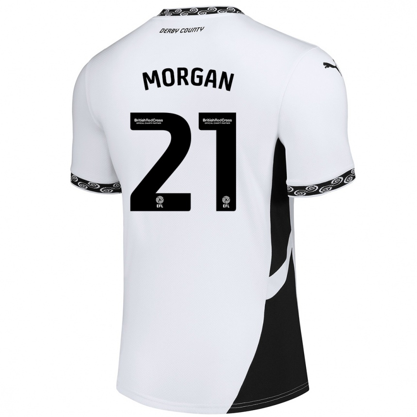 Niño Fútbol Camiseta Sarah Morgan #21 Blanco Negro 1ª Equipación 2024/25 México