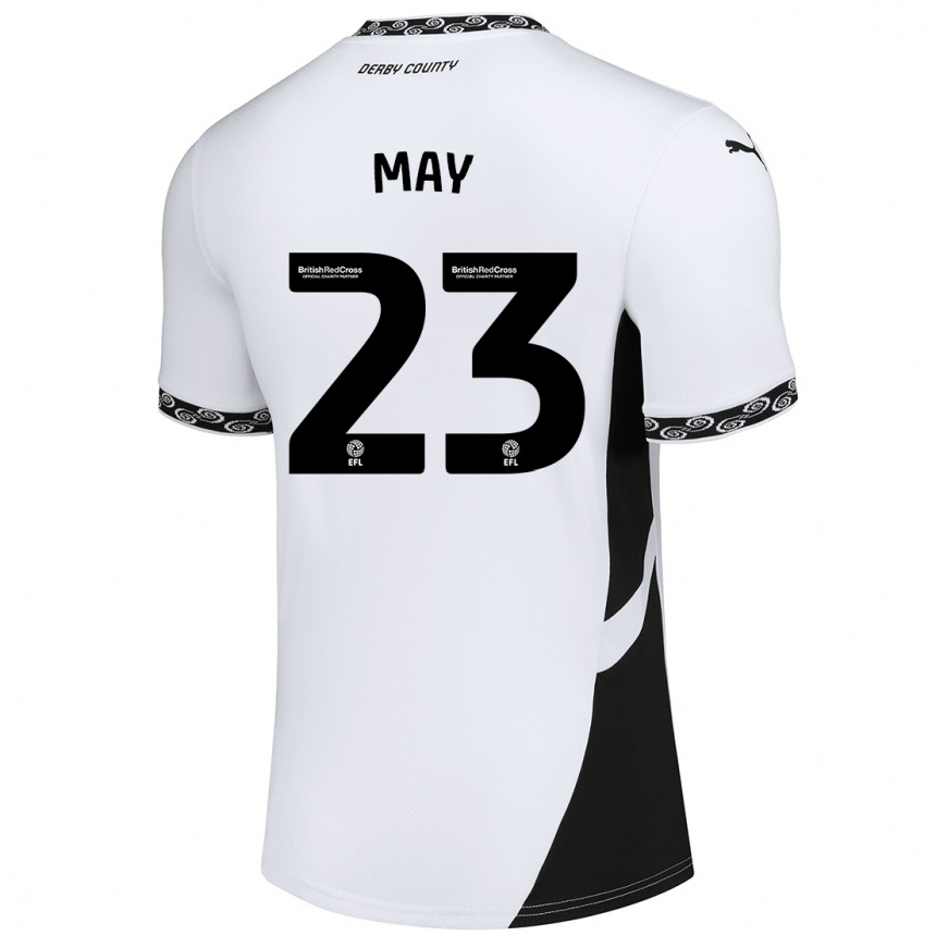 Niño Fútbol Camiseta Rebecca May #23 Blanco Negro 1ª Equipación 2024/25 México