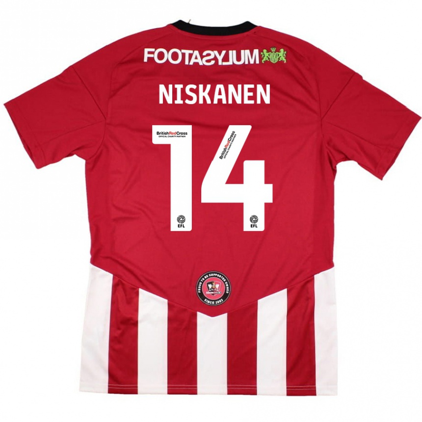 Niño Fútbol Camiseta Ilmari Niskanen #14 Rojo Blanco 1ª Equipación 2024/25 México