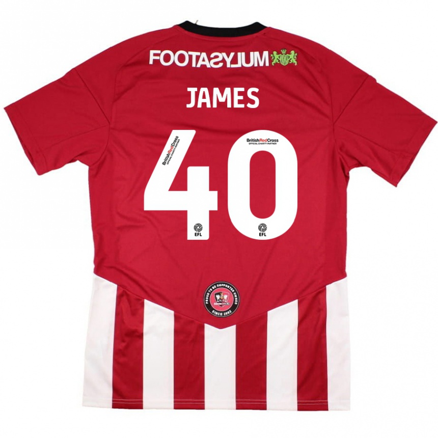 Niño Fútbol Camiseta Ed James #40 Rojo Blanco 1ª Equipación 2024/25 México