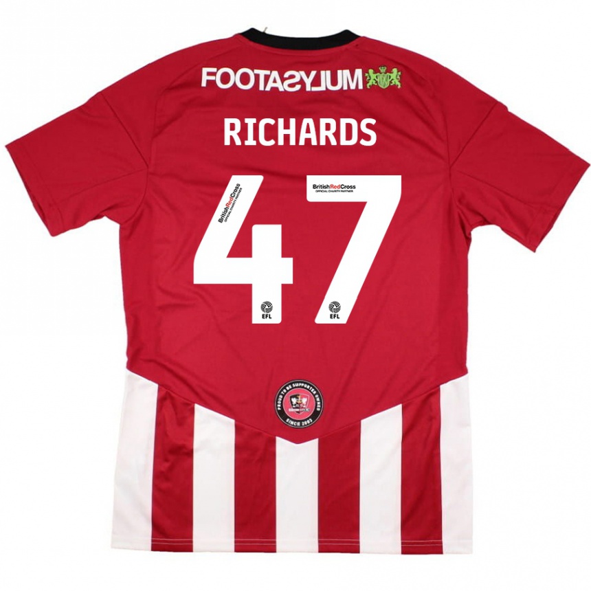 Niño Fútbol Camiseta Jake Richards #47 Rojo Blanco 1ª Equipación 2024/25 México