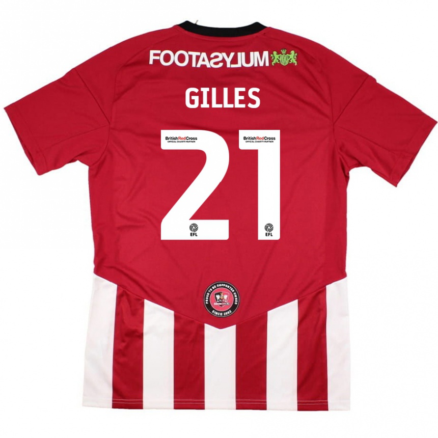 Niño Fútbol Camiseta Sophie Gilles #21 Rojo Blanco 1ª Equipación 2024/25 México