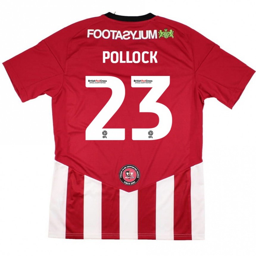 Niño Fútbol Camiseta Amber Pollock #23 Rojo Blanco 1ª Equipación 2024/25 México