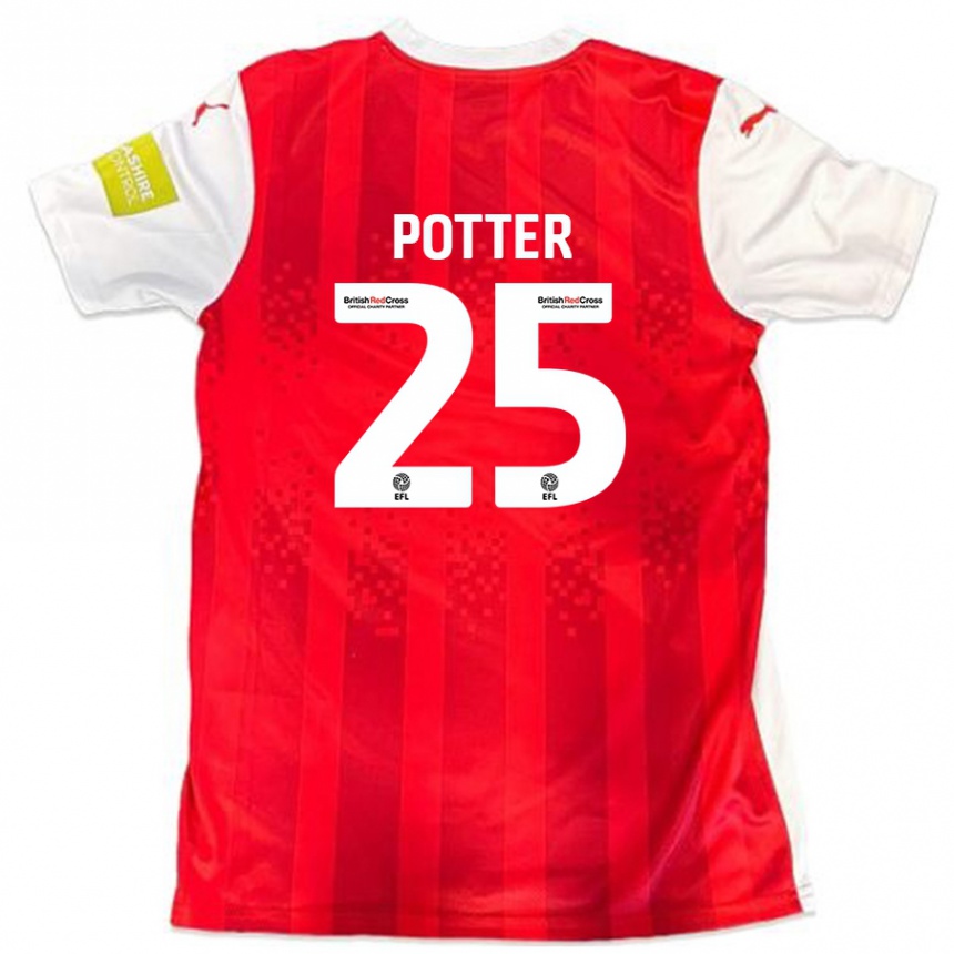 Niño Fútbol Camiseta Finley Potter #25 Rojo Blanco 1ª Equipación 2024/25 México