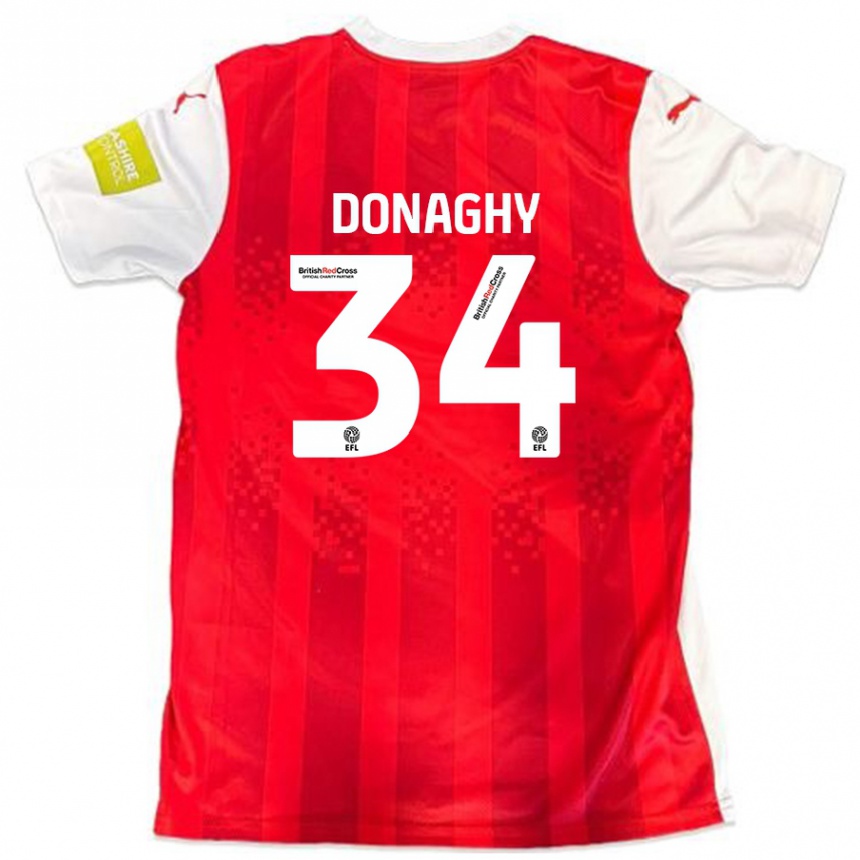 Niño Fútbol Camiseta Tom Donaghy #34 Rojo Blanco 1ª Equipación 2024/25 México