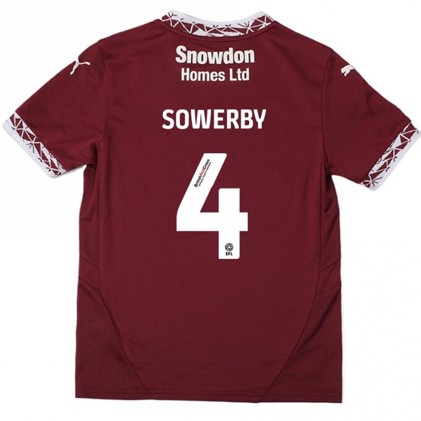 Niño Fútbol Camiseta Jack Sowerby #4 Borgoña 1ª Equipación 2024/25 México