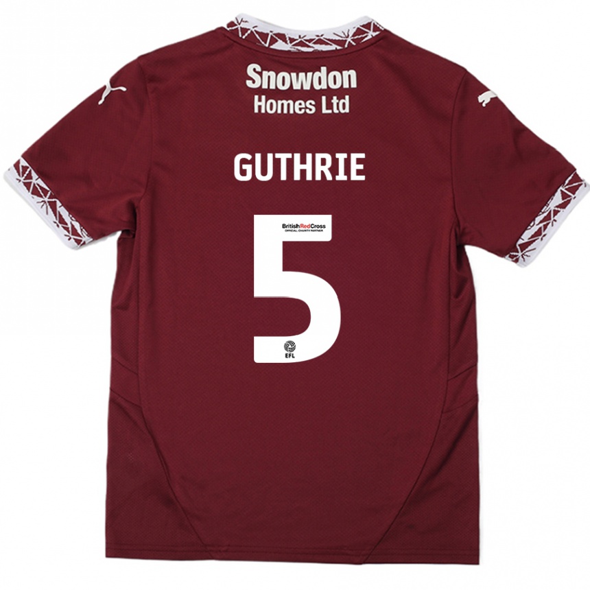 Niño Fútbol Camiseta Jon Guthrie #5 Borgoña 1ª Equipación 2024/25 México