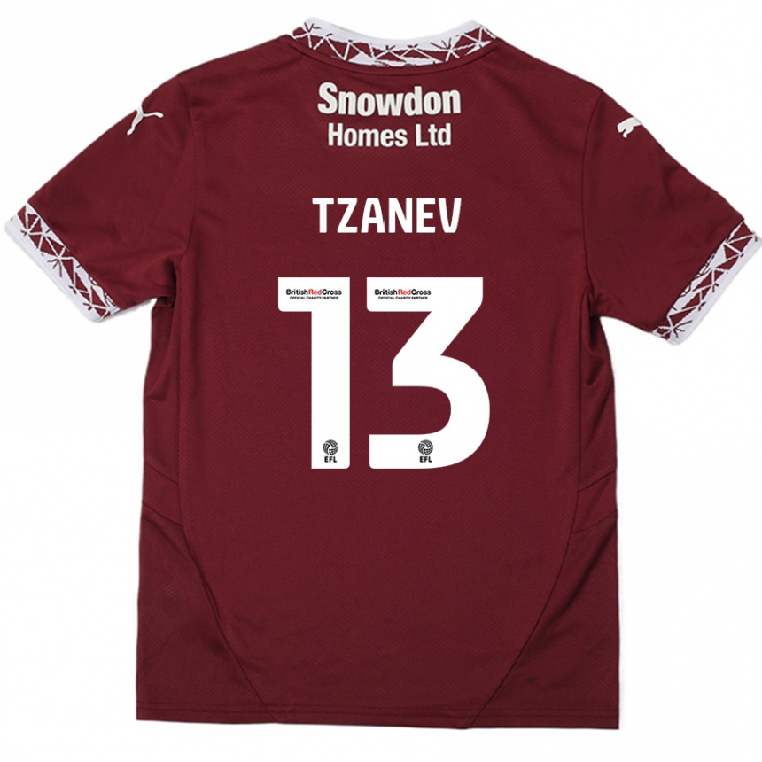 Niño Fútbol Camiseta Nik Tzanev #13 Borgoña 1ª Equipación 2024/25 México