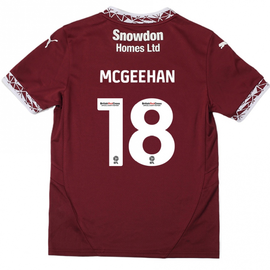 Niño Fútbol Camiseta Cameron Mcgeehan #18 Borgoña 1ª Equipación 2024/25 México