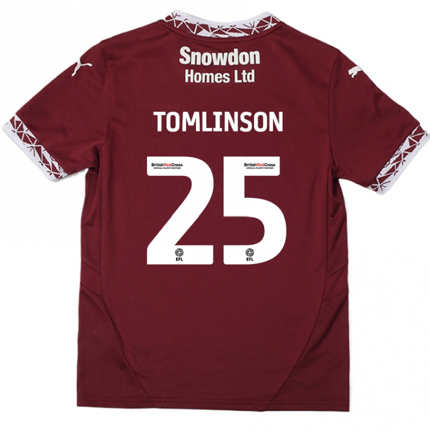 Niño Fútbol Camiseta Josh Tomlinson #25 Borgoña 1ª Equipación 2024/25 México