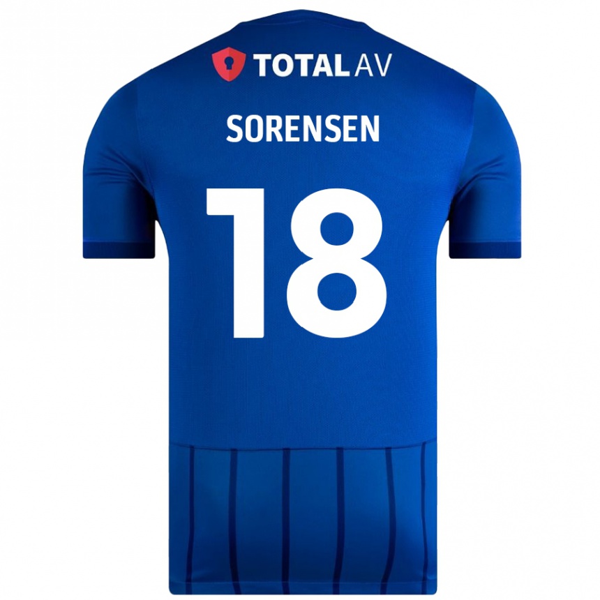 Niño Fútbol Camiseta Elias Sørensen #18 Azul 1ª Equipación 2024/25 México