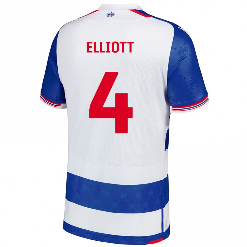 Niño Fútbol Camiseta Ben Elliott #4 Azul Blanco 1ª Equipación 2024/25 México