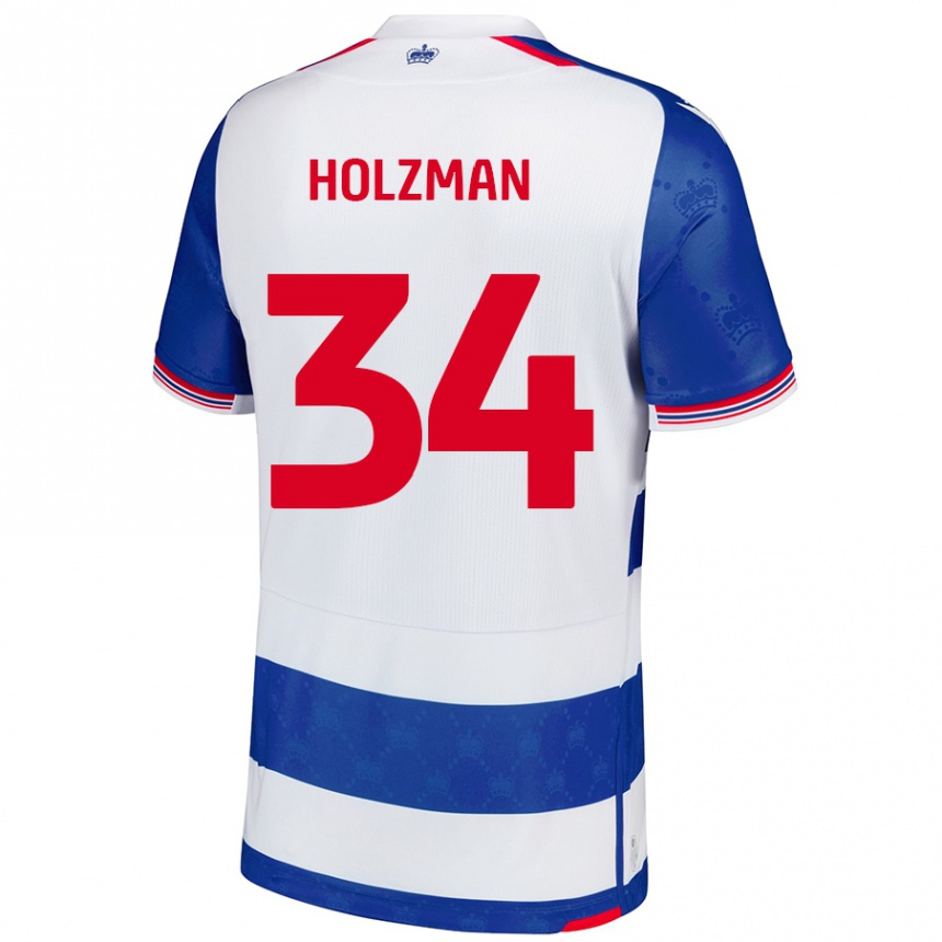 Niño Fútbol Camiseta Louie Holzman #34 Azul Blanco 1ª Equipación 2024/25 México