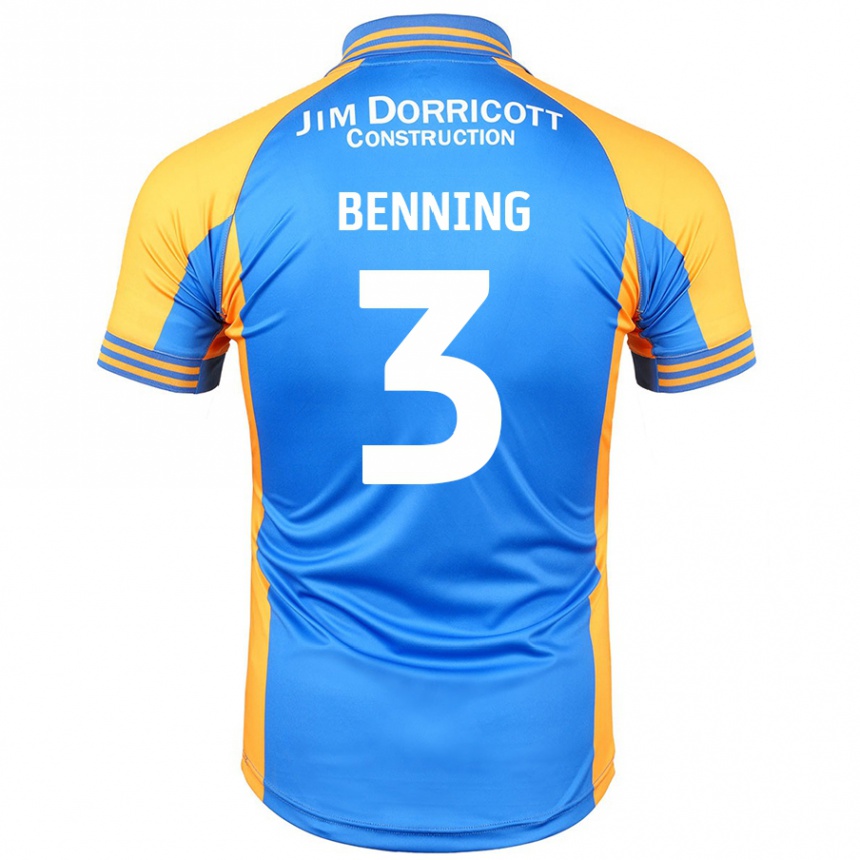 Niño Fútbol Camiseta Mal Benning #3 Azul Ámbar 1ª Equipación 2024/25 México