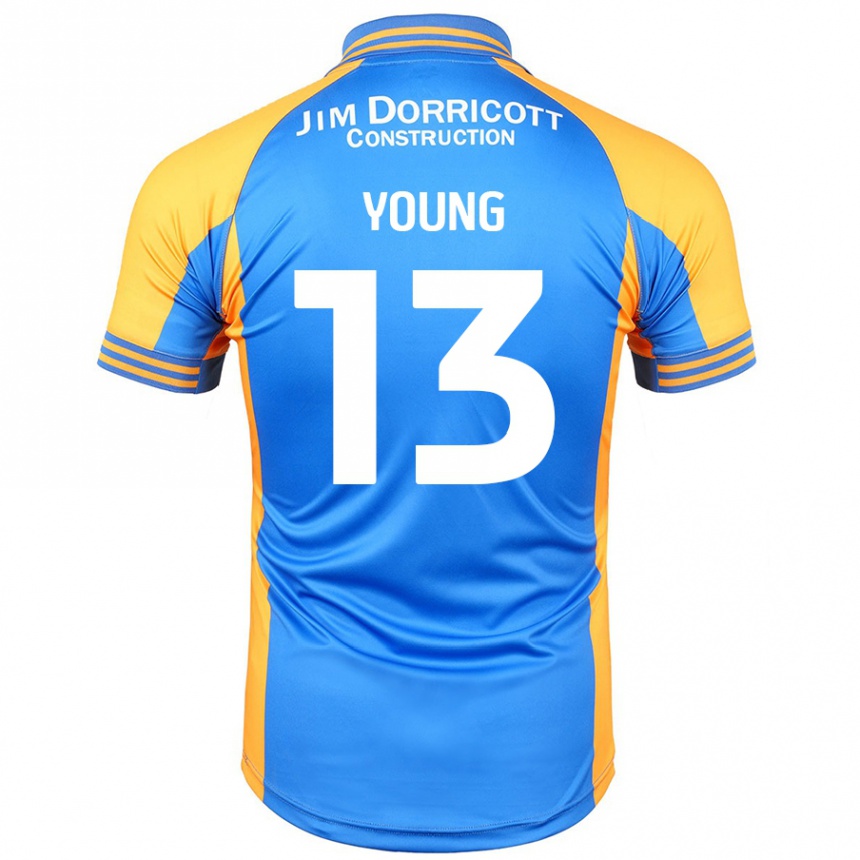 Niño Fútbol Camiseta Joe Young #13 Azul Ámbar 1ª Equipación 2024/25 México