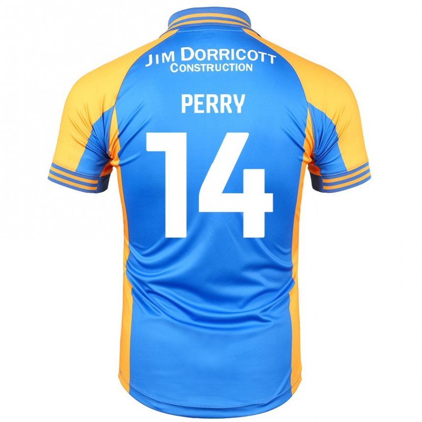 Niño Fútbol Camiseta Taylor Perry #14 Azul Ámbar 1ª Equipación 2024/25 México