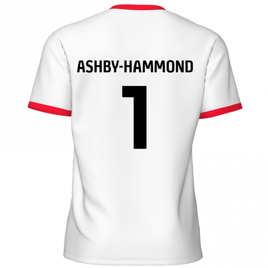 Niño Fútbol Camiseta Taye Ashby-Hammond #1 Blanco Rojo 1ª Equipación 2024/25 México