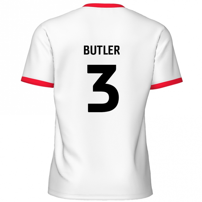 Niño Fútbol Camiseta Dan Butler #3 Blanco Rojo 1ª Equipación 2024/25 México