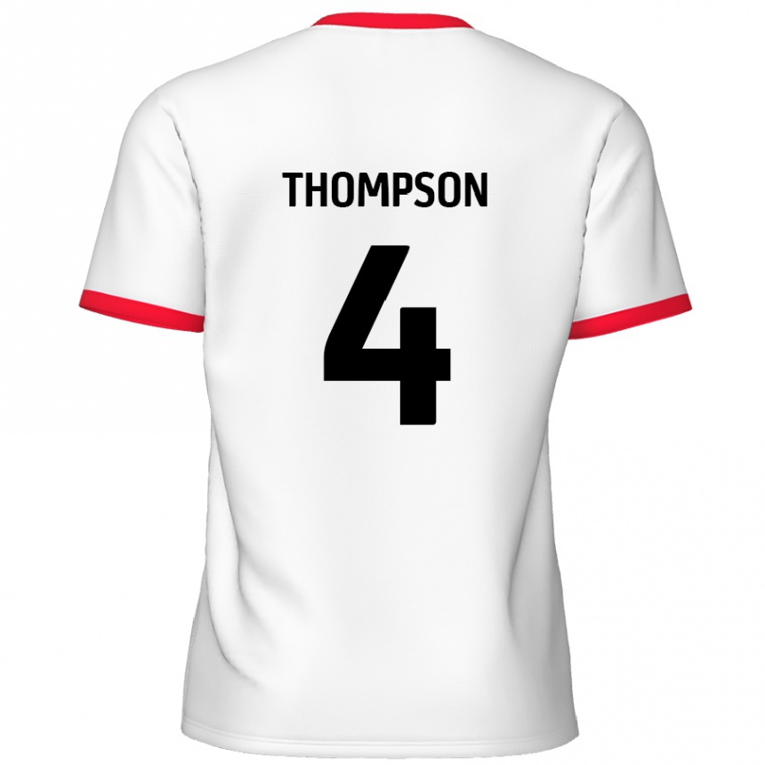 Niño Fútbol Camiseta Nathan Thompson #4 Blanco Rojo 1ª Equipación 2024/25 México