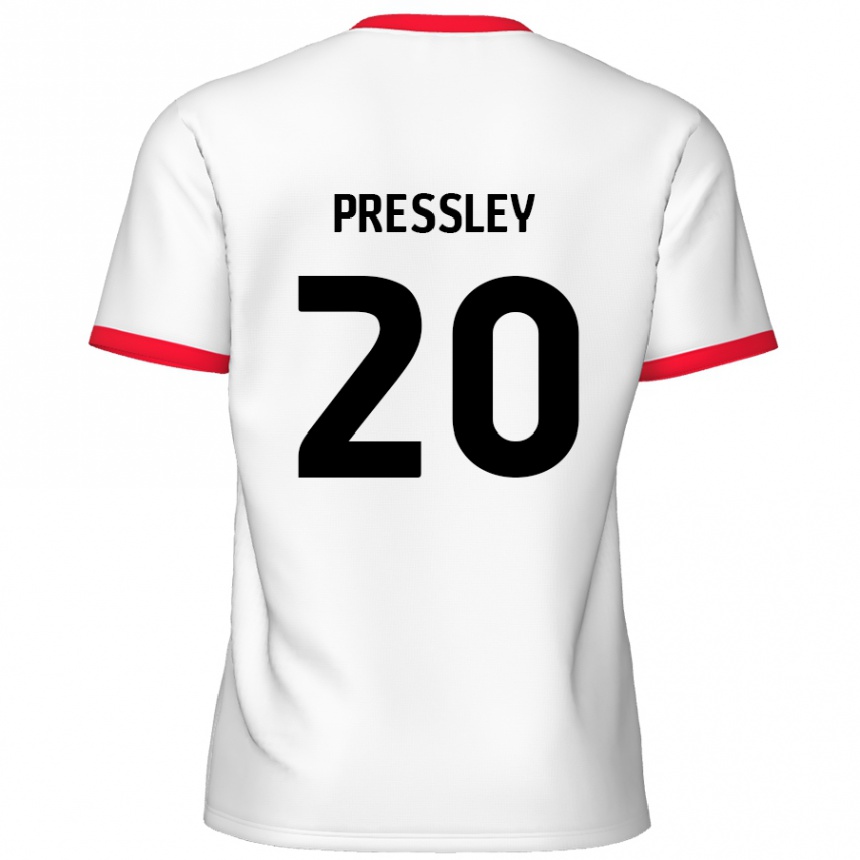 Niño Fútbol Camiseta Aaron Pressley #20 Blanco Rojo 1ª Equipación 2024/25 México