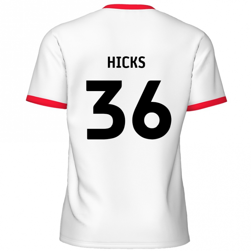 Niño Fútbol Camiseta David Hicks #36 Blanco Rojo 1ª Equipación 2024/25 México