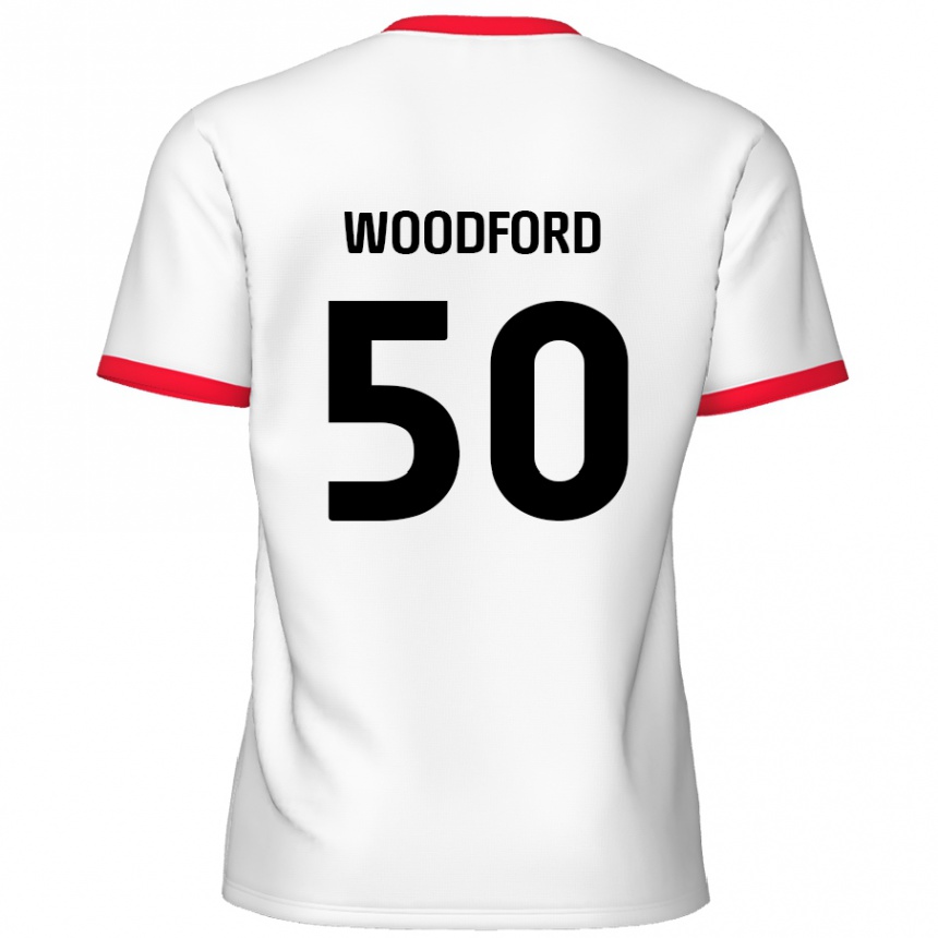 Niño Fútbol Camiseta Max Woodford #50 Blanco Rojo 1ª Equipación 2024/25 México