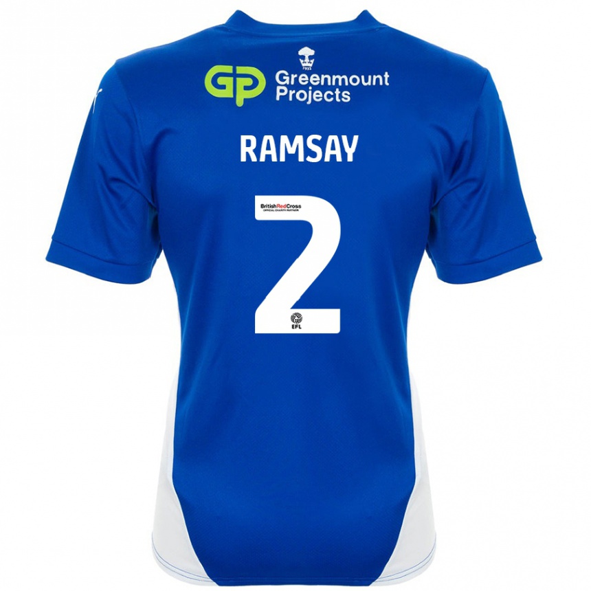 Niño Fútbol Camiseta Calvin Ramsay #2 Azul Blanco 1ª Equipación 2024/25 México