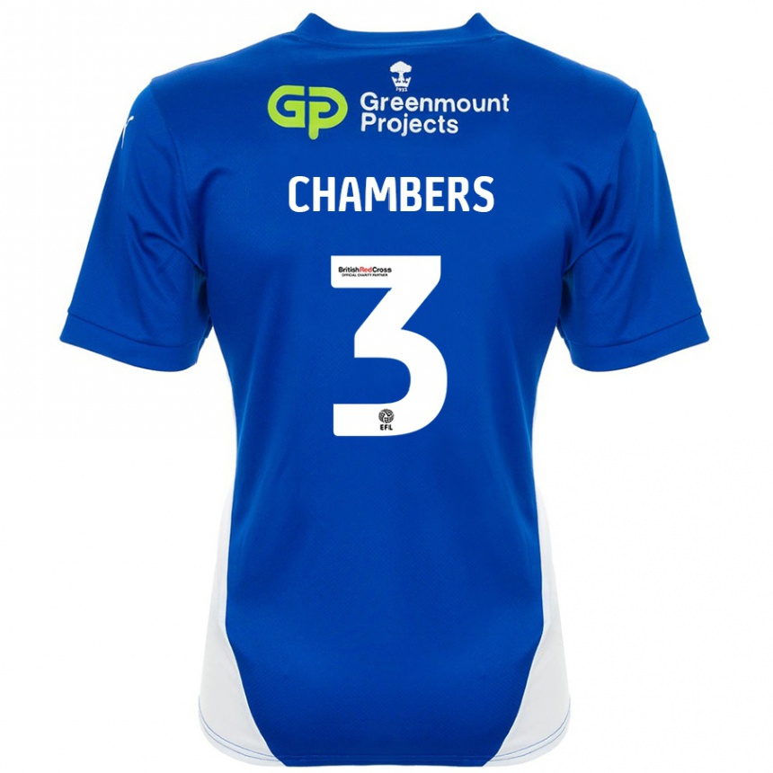 Niño Fútbol Camiseta Luke Chambers #3 Azul Blanco 1ª Equipación 2024/25 México