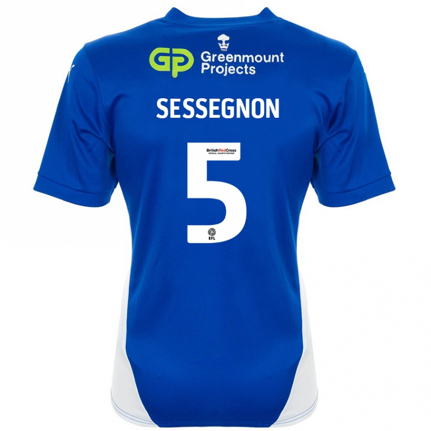 Niño Fútbol Camiseta Steven Sessegnon #5 Azul Blanco 1ª Equipación 2024/25 México