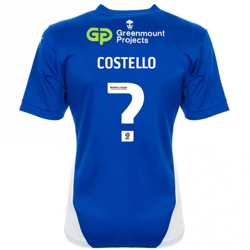 Niño Fútbol Camiseta Tom Costello #0 Azul Blanco 1ª Equipación 2024/25 México