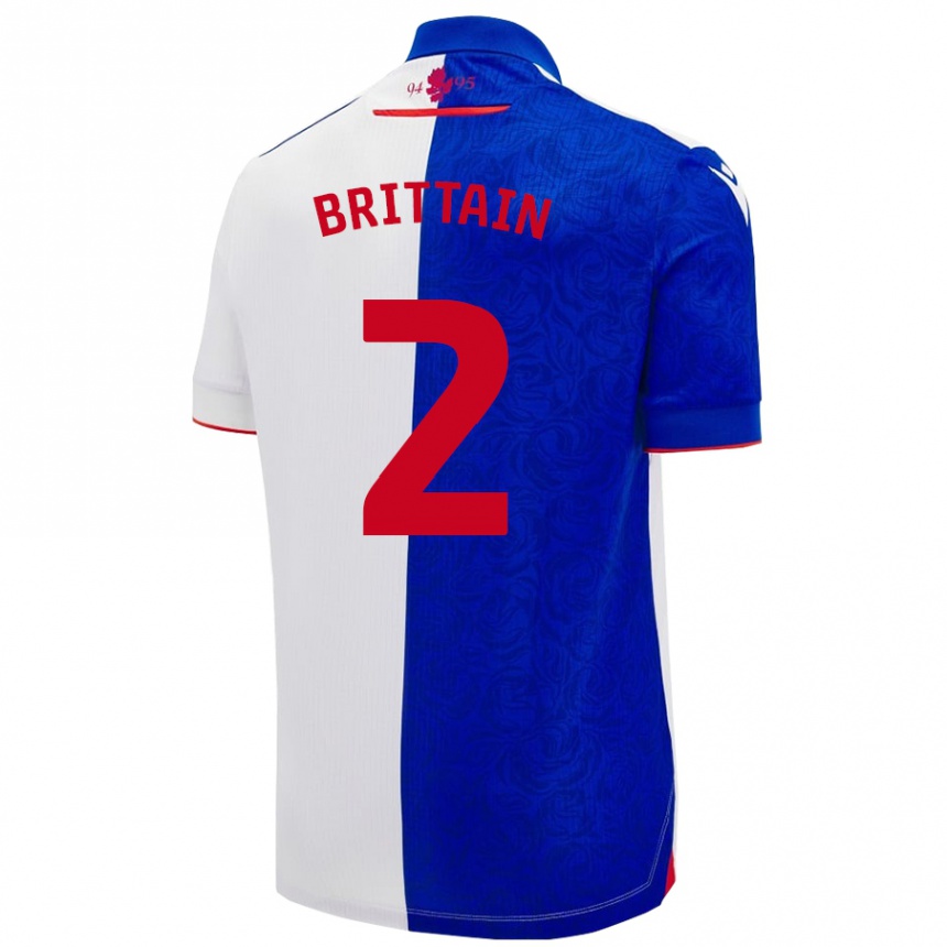 Niño Fútbol Camiseta Callum Brittain #2 Azul Cielo Blanco 1ª Equipación 2024/25 México