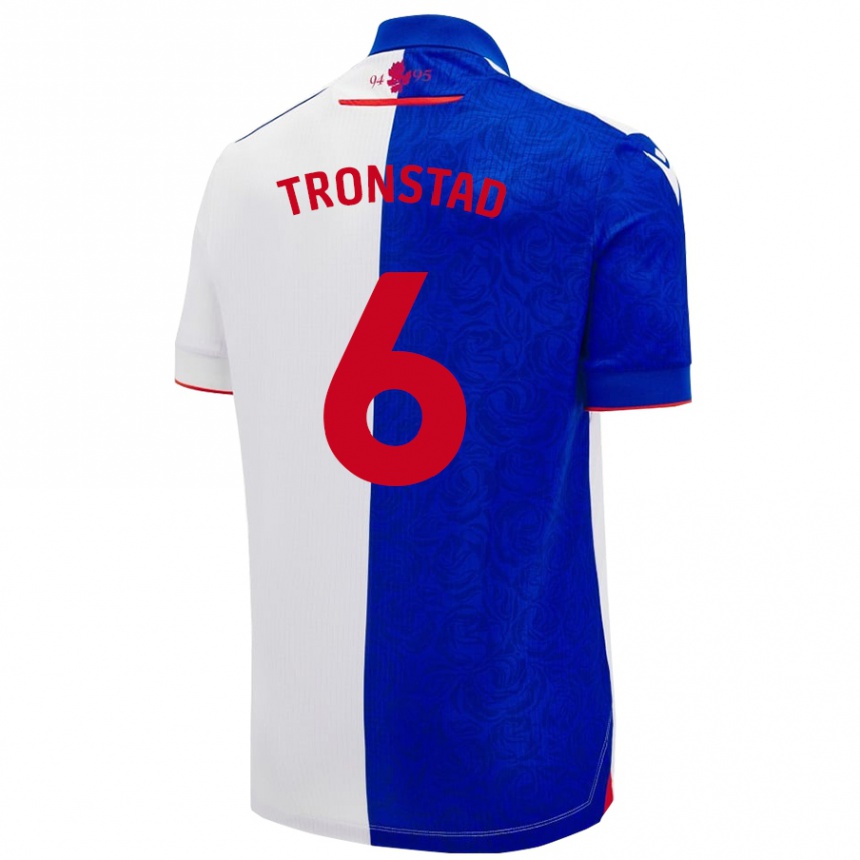 Niño Fútbol Camiseta Sondre Tronstad #6 Azul Cielo Blanco 1ª Equipación 2024/25 México