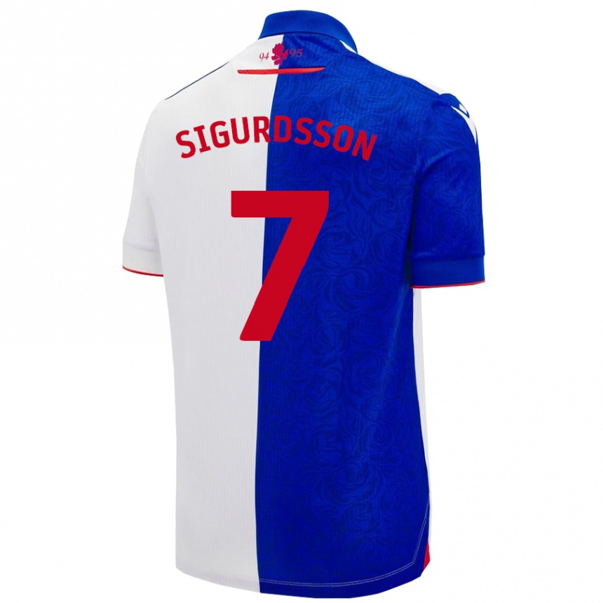 Niño Fútbol Camiseta Arnór Sigurdsson #7 Azul Cielo Blanco 1ª Equipación 2024/25 México