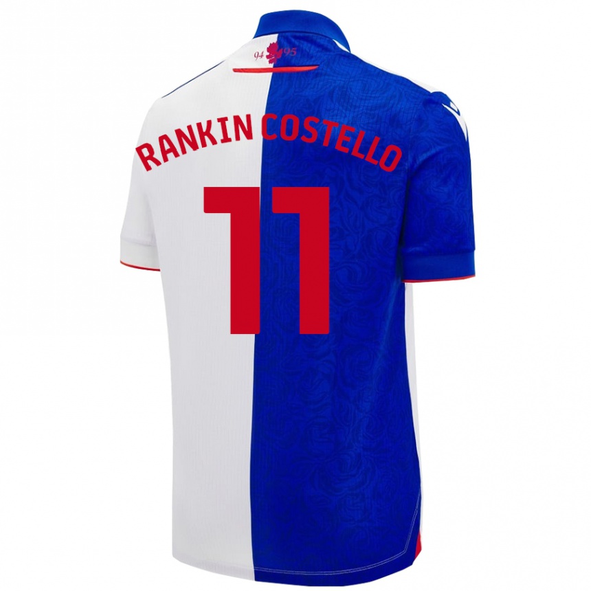 Niño Fútbol Camiseta Joe Rankin-Costello #11 Azul Cielo Blanco 1ª Equipación 2024/25 México