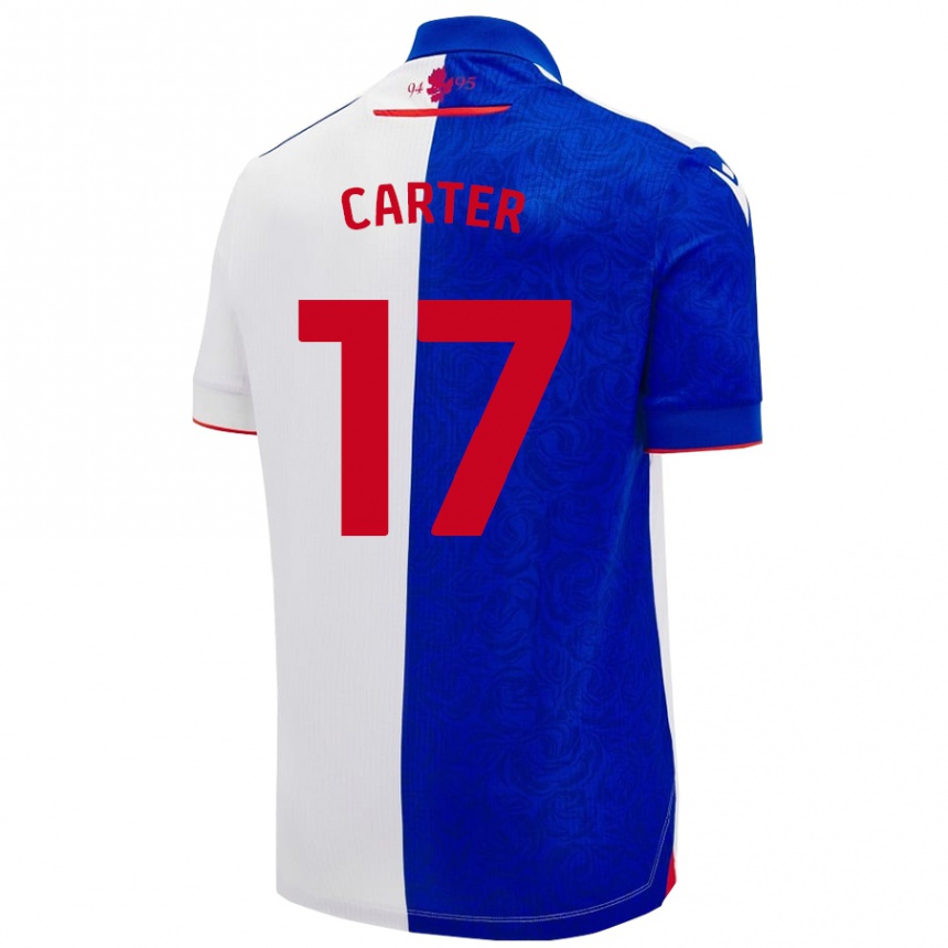 Niño Fútbol Camiseta Hayden Carter #17 Azul Cielo Blanco 1ª Equipación 2024/25 México