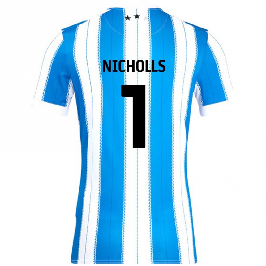 Niño Fútbol Camiseta Lee Nicholls #1 Azul Blanco 1ª Equipación 2024/25 México