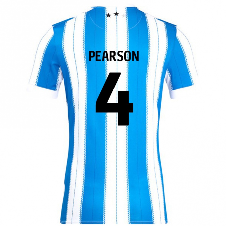 Niño Fútbol Camiseta Matty Pearson #4 Azul Blanco 1ª Equipación 2024/25 México