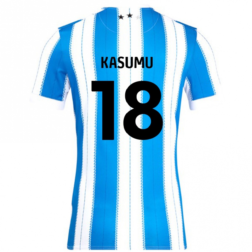 Niño Fútbol Camiseta David Kasumu #18 Azul Blanco 1ª Equipación 2024/25 México