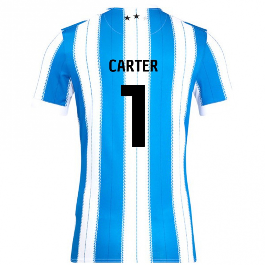 Niño Fútbol Camiseta Laura Carter #1 Azul Blanco 1ª Equipación 2024/25 México