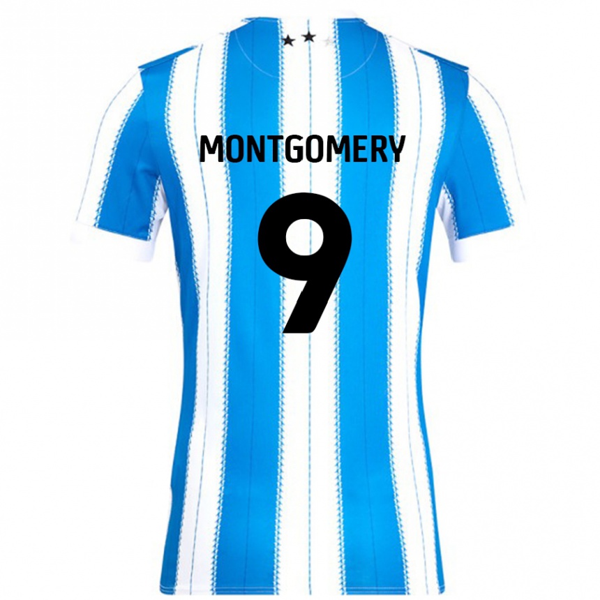 Niño Fútbol Camiseta Ria Montgomery #9 Azul Blanco 1ª Equipación 2024/25 México