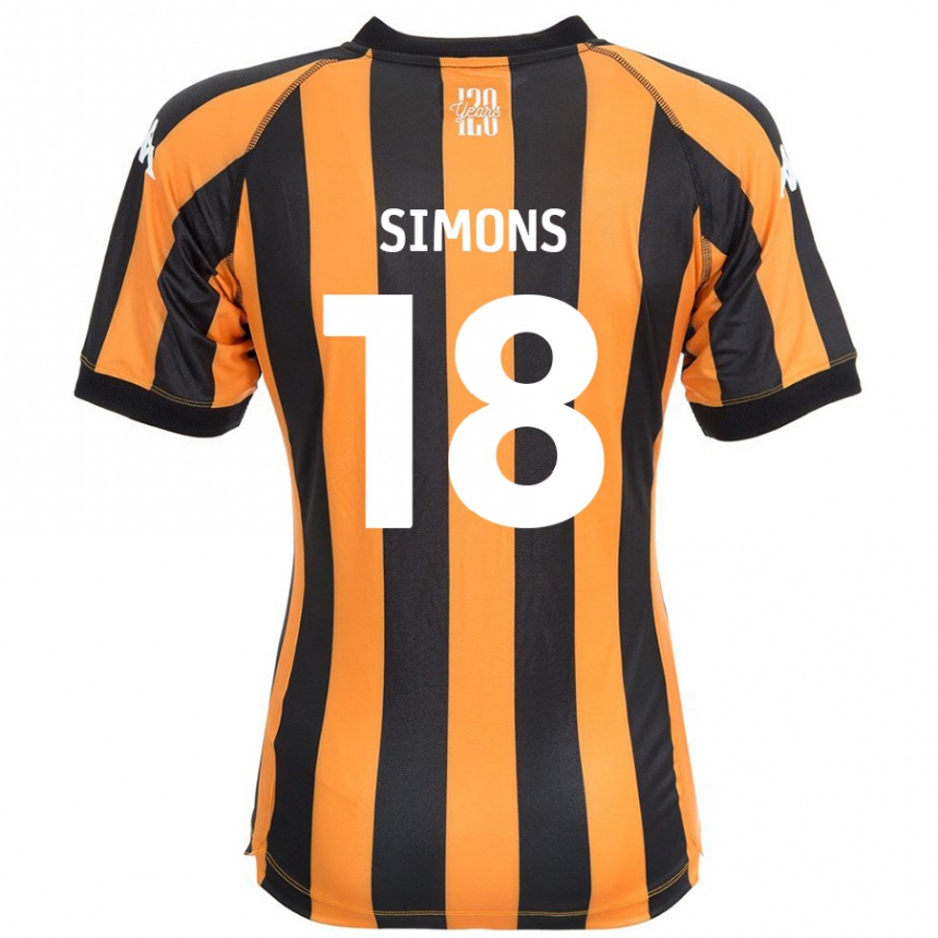 Niño Fútbol Camiseta Xavier Simons #18 Negro Ámbar 1ª Equipación 2024/25 México