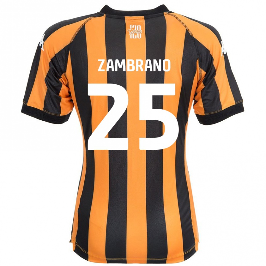 Niño Fútbol Camiseta Óscar Zambrano #25 Negro Ámbar 1ª Equipación 2024/25 México