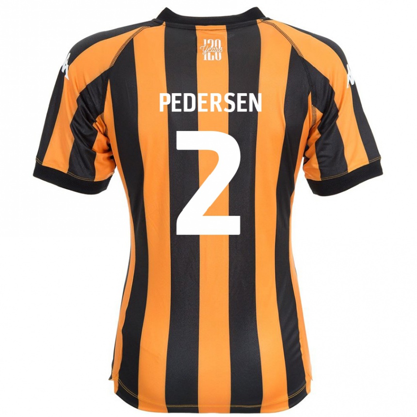 Niño Fútbol Camiseta Eden Pedersen #2 Negro Ámbar 1ª Equipación 2024/25 México