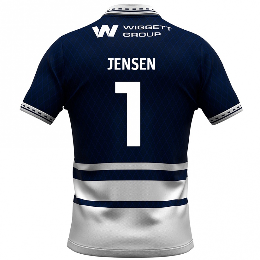 Niño Fútbol Camiseta Lukas Jensen #1 Azul Marino Blanco 1ª Equipación 2024/25 México