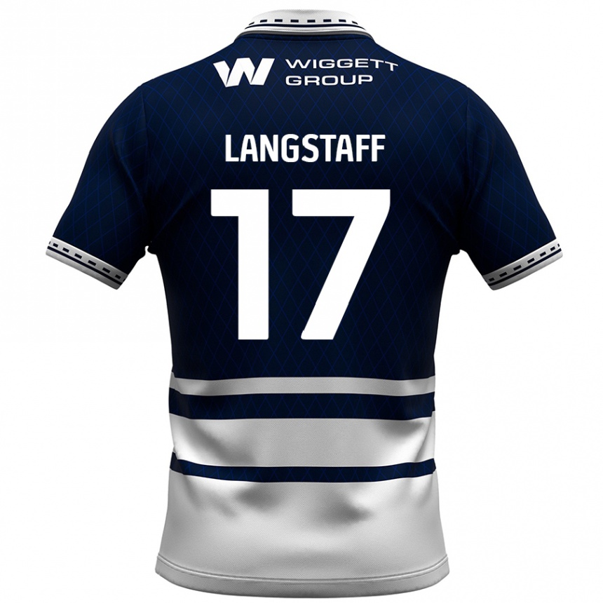 Niño Fútbol Camiseta Macaulay Langstaff #17 Azul Marino Blanco 1ª Equipación 2024/25 México