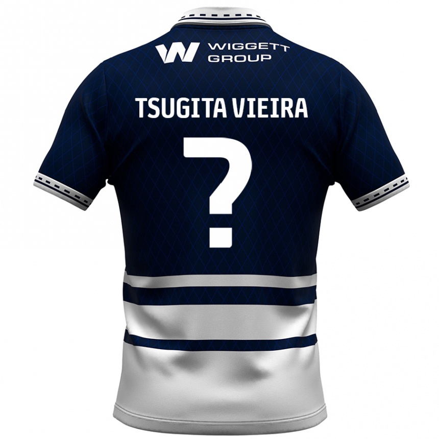 Niño Fútbol Camiseta Sacha Tsugita Vieira #0 Azul Marino Blanco 1ª Equipación 2024/25 México