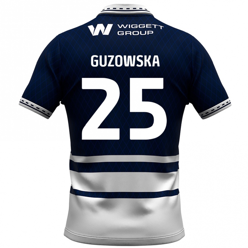 Niño Fútbol Camiseta Sara Guzowska #25 Azul Marino Blanco 1ª Equipación 2024/25 México