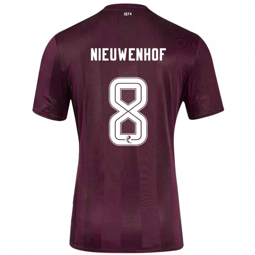 Niño Fútbol Camiseta Calem Nieuwenhof #8 Borgoña 1ª Equipación 2024/25 México