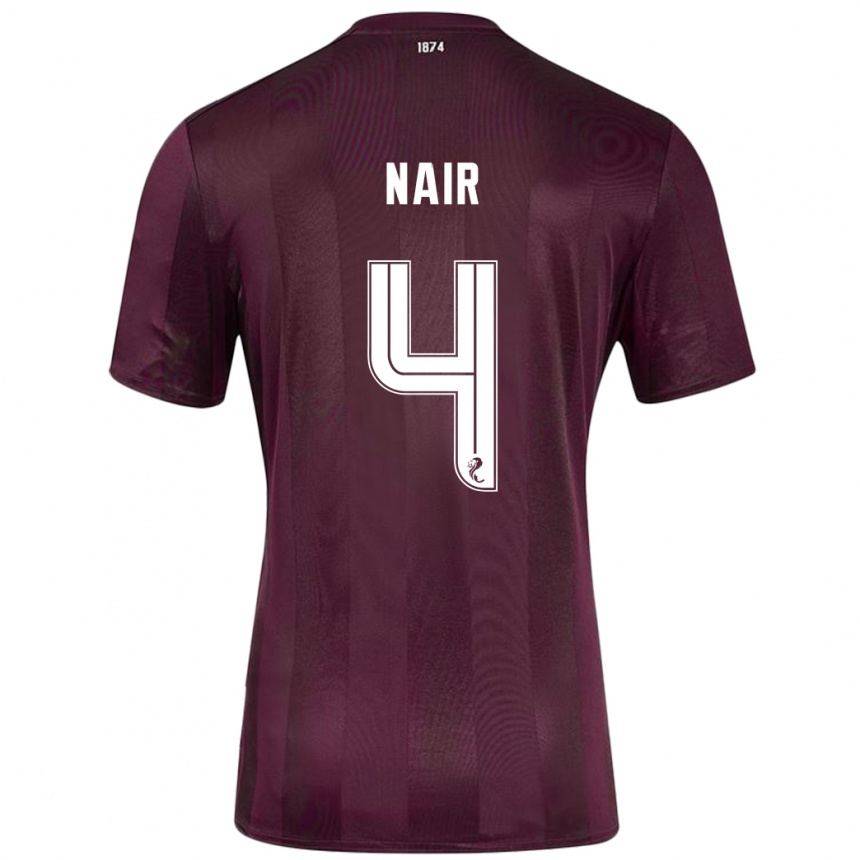 Niño Fútbol Camiseta Kenzi Nair #4 Borgoña 1ª Equipación 2024/25 México