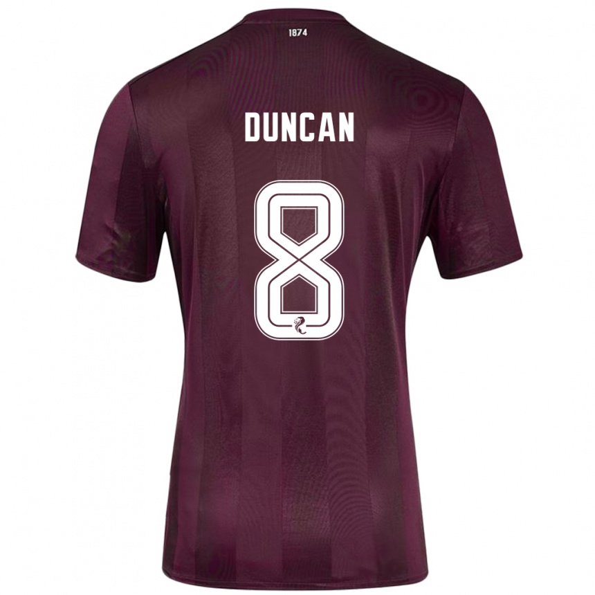 Niño Fútbol Camiseta Ryan Duncan #8 Borgoña 1ª Equipación 2024/25 México